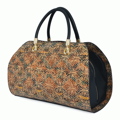 Geanta piele cu imprimeu paisley/ bleumarin GF627