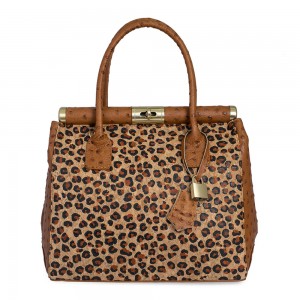 Geanta piele maro animal print GF630 