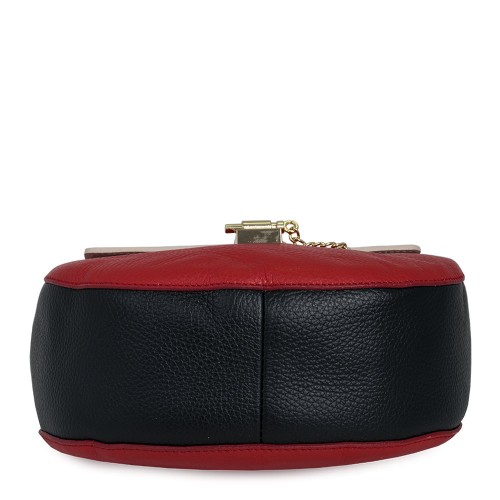Geanta piele alb/ negru/ rosu GF640