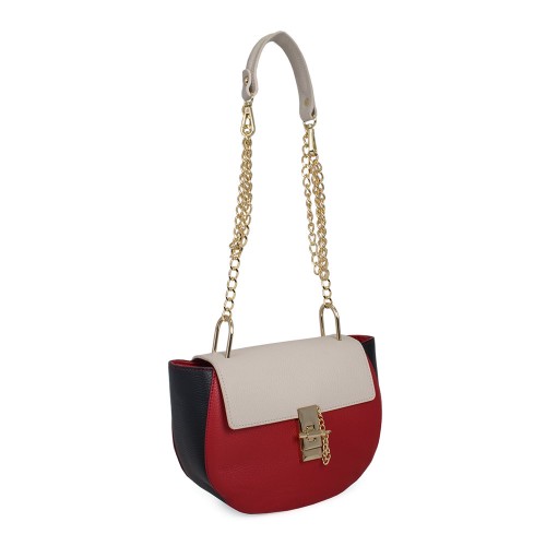 Geanta piele alb/ negru/ rosu GF640