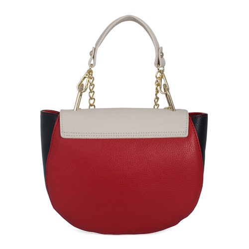 Geanta piele alb/ negru/ rosu GF640