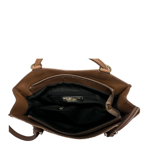 Geanta piele maro cu imprimeu paisley GF653