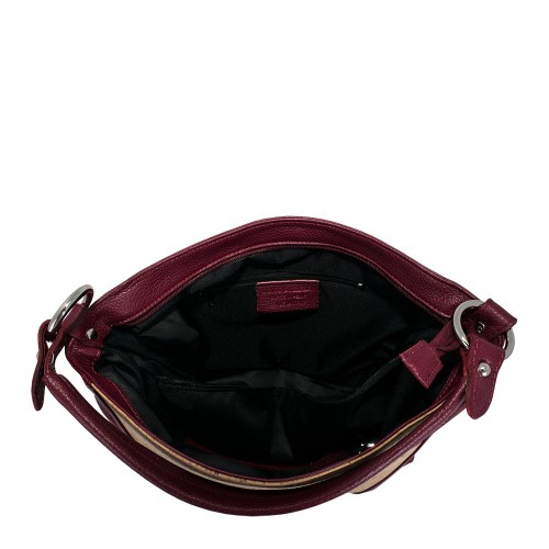 Geanta piele imprimeu paisley/ visiniu GF658
