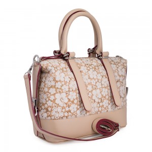 Geanta piele crem cu imprimeu paisley GF663