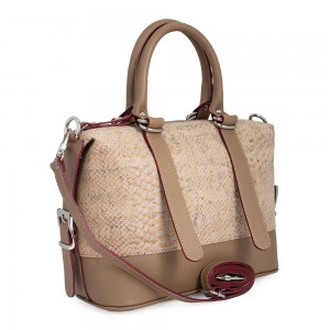 Geanta piele maro cu imprimeu paisley GF664