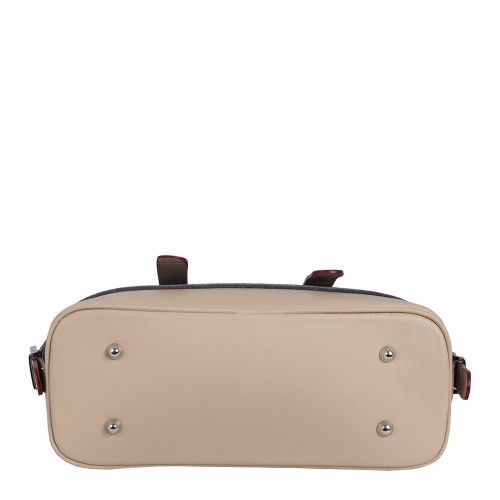 Geanta piele crem/ gri inchis GF667