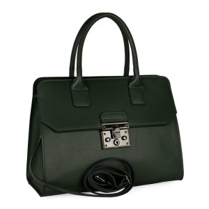 Geanta piele naturala verde inchis GF682