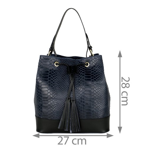 Geanta piele bleumarin/ negru cu imprimeu GF693