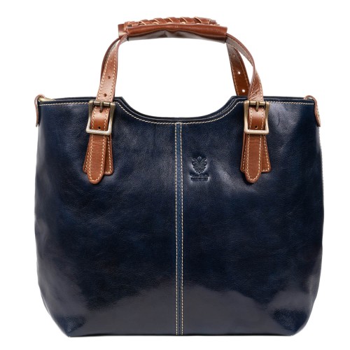 Geanta piele bleumarin cu maro GF708