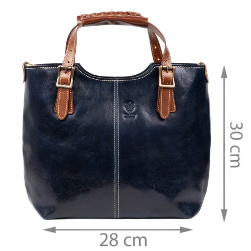 Geanta piele bleumarin cu maro GF708