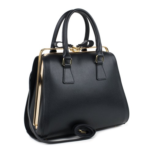 Geanta piele naturala neagra GF719