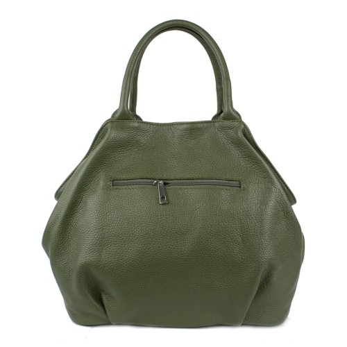 Geanta piele verde inchis cu ciucuri GF721