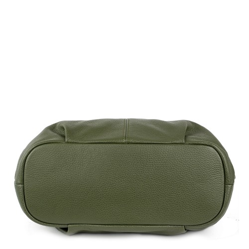 Geanta piele verde inchis cu ciucuri GF721
