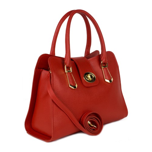Geanta piele naturala rosie GF744