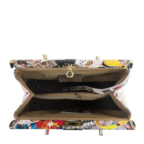 Geanta piele multicolora cu imprimeu GF766