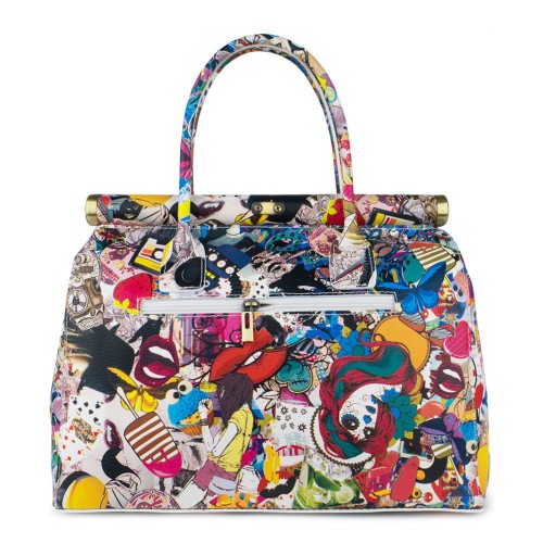 Geanta piele multicolora cu imprimeu GF766