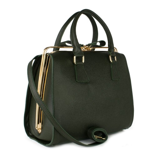 Geanta piele naturala verde inchis GF769