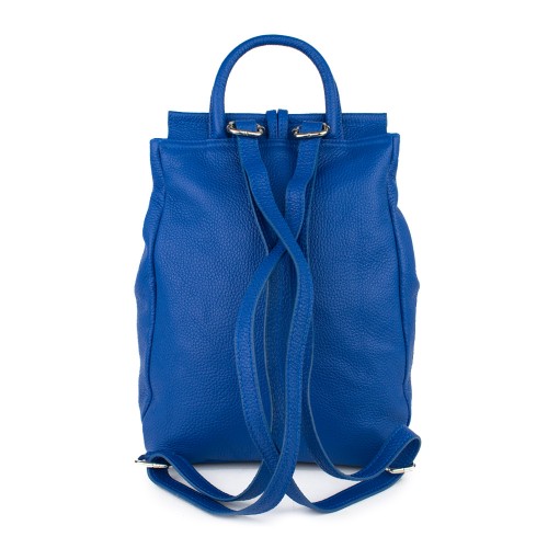 Rucsac piele albastru cu ciucuri GF780