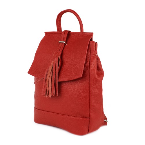 Rucsac piele rosu cu ciucuri GF781