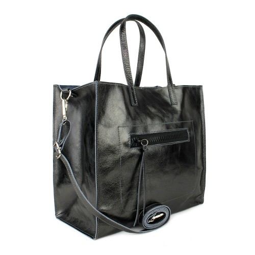 Geanta piele negru sidefat GF794
