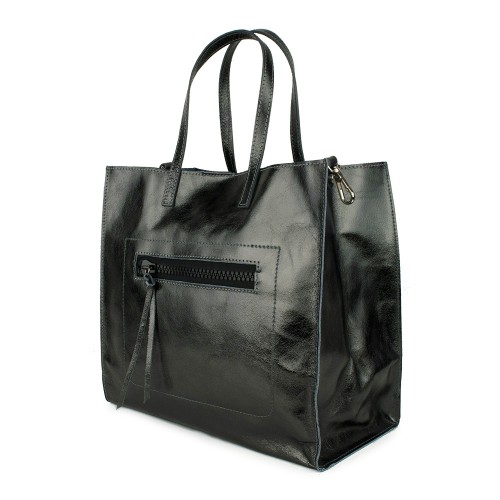 Geanta piele negru sidefat GF794