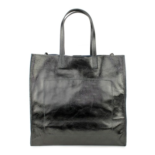 Geanta piele negru sidefat GF794