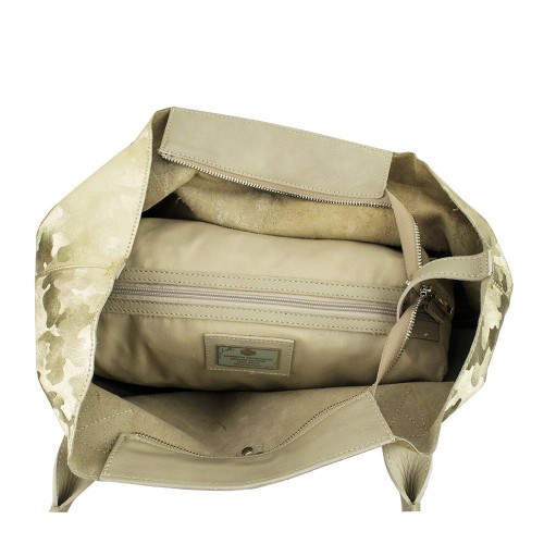 Geanta piele aurie cu imprimeu GF797