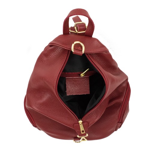 Rucsac piele naturala rosu inchis GF814