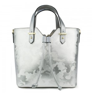Geanta piele silver cu imprimeu GF832
