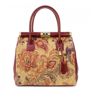 Geanta piele rosie/ imprimeu paisley GF835