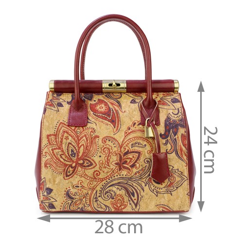 Geanta piele rosie/ imprimeu paisley GF835
