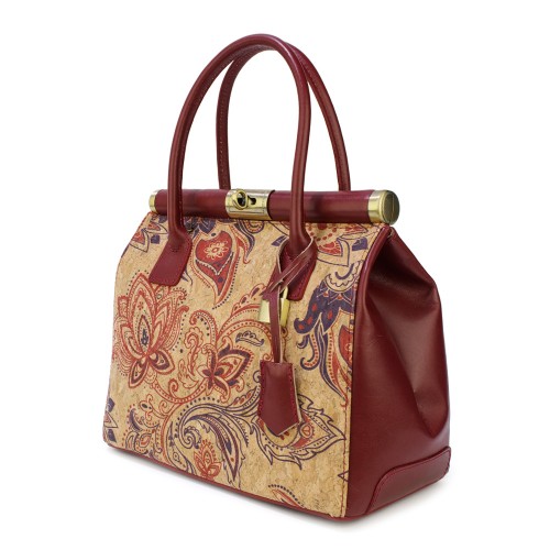 Geanta piele rosie/ imprimeu paisley GF835