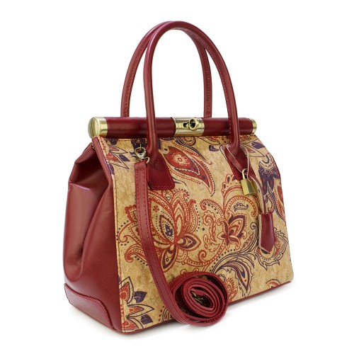 Geanta piele rosie/ imprimeu paisley GF835