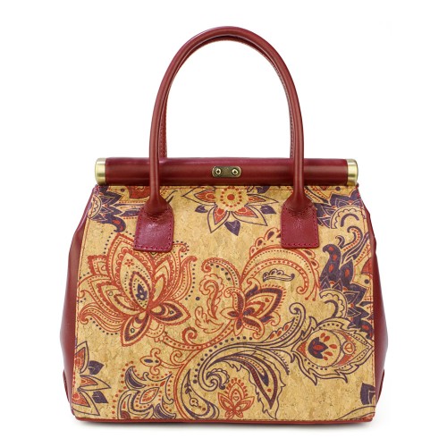 Geanta piele rosie/ imprimeu paisley GF835