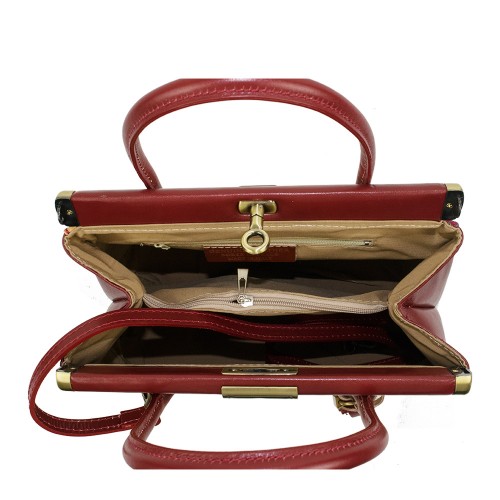 Geanta piele rosie/ imprimeu paisley GF835