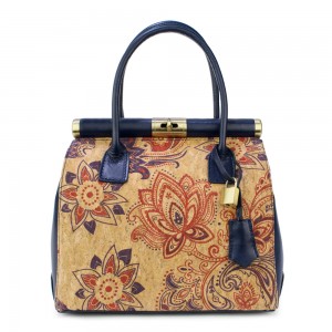 Geanta piele bleumarin/ imprimeu paisley GF836