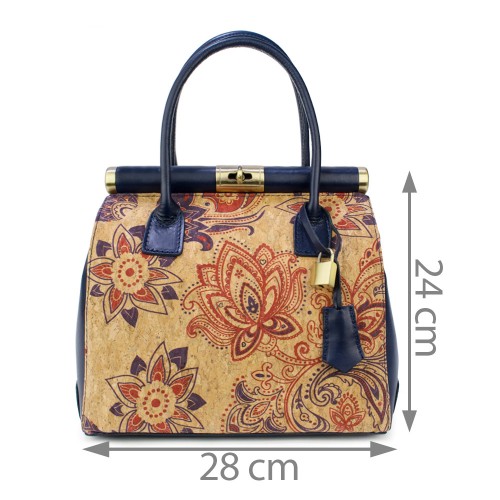 Geanta piele bleumarin/ imprimeu paisley GF836