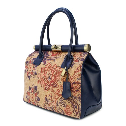 Geanta piele bleumarin/ imprimeu paisley GF836