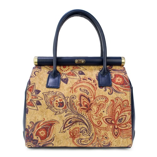 Geanta piele bleumarin/ imprimeu paisley GF836
