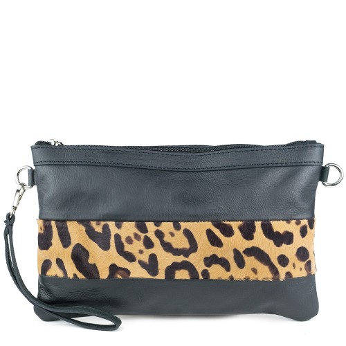 Plic piele negru/ par imprimat GF839