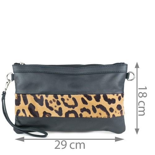 Plic piele negru/ par imprimat GF839