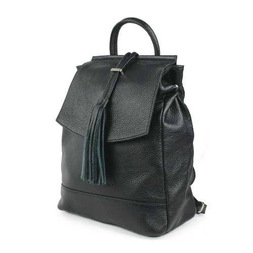 Rucsac piele negru cu ciucuri GF861