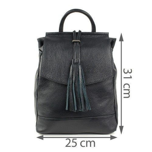 Rucsac piele negru cu ciucuri GF861