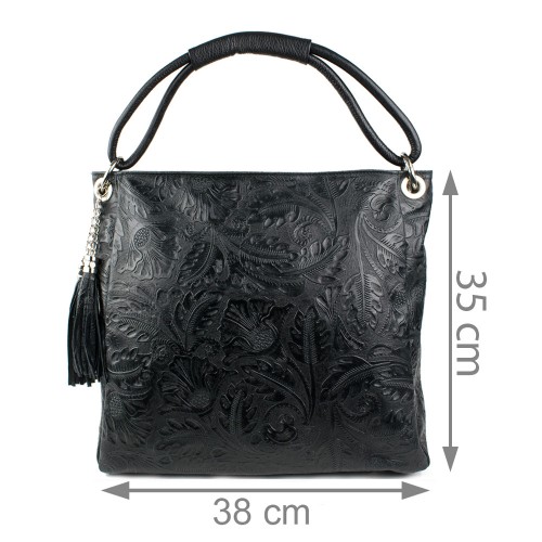 Geanta piele imprimeu negru GF868