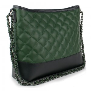 Geanta piele verde inchis  matlasata GF872