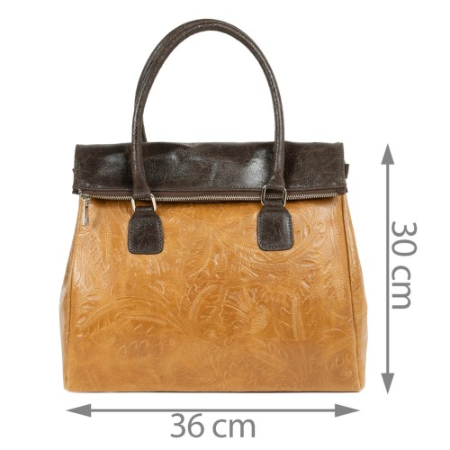 Geanta piele cognac imprimeu GF947
