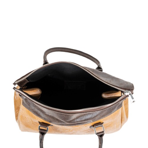 Geanta piele cognac imprimeu GF947