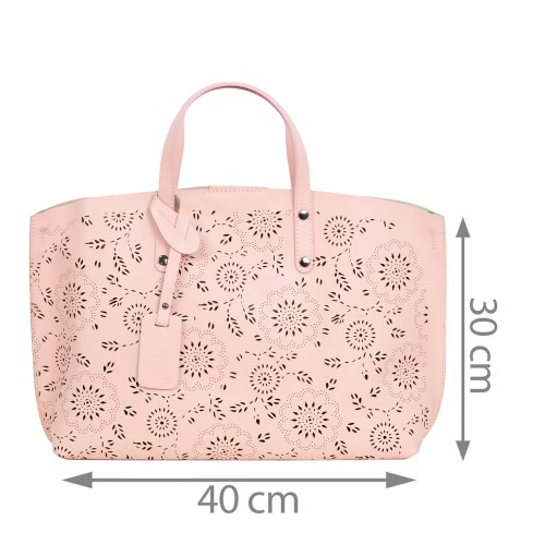 Geanta piele roz pal imprimeu perforat GF992