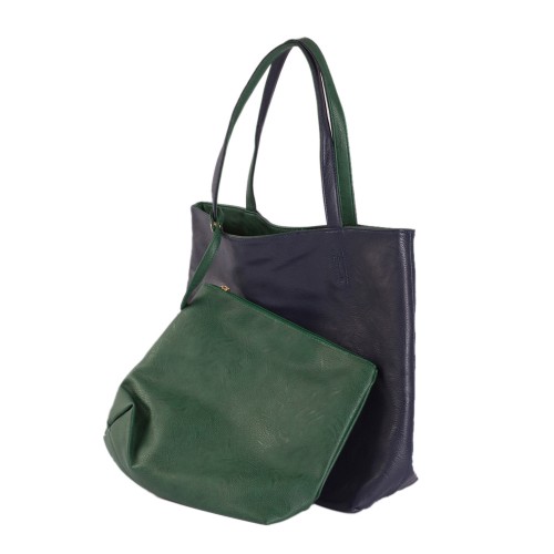 Geanta piele ecologica albastra Model GFE001