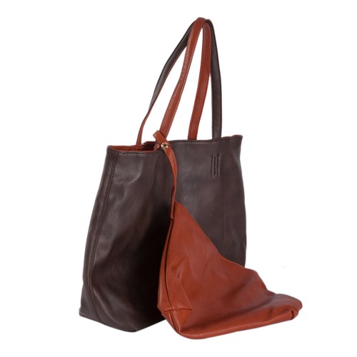 Geanta piele ecologica maro Model GFE003